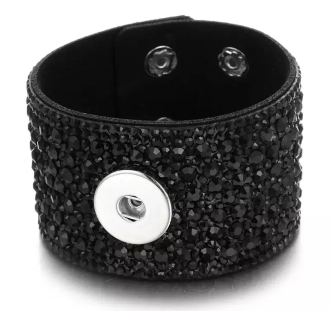 Bracelet strass noirs « Snap Buttons »